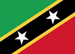 [ai] The flag of Saint Kitts and Nevis features a diagonal black stripe with two white stars, bordered by yellow and flanked by green and red sections.
